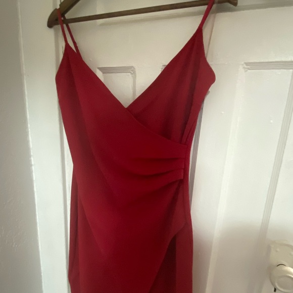 Knit like crêpe red cocktail dress - Picture 2 of 2